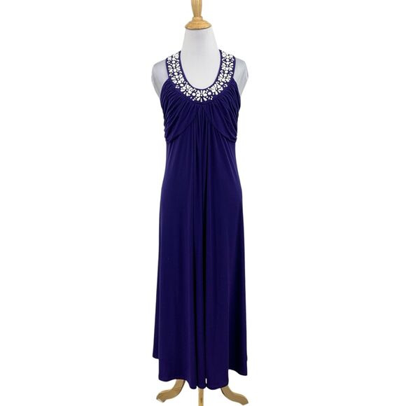 Soft Surroundings Dress Womens PS Small Petite Vibrant Purple Beaded Halter Maxi - Picture 1 of 16